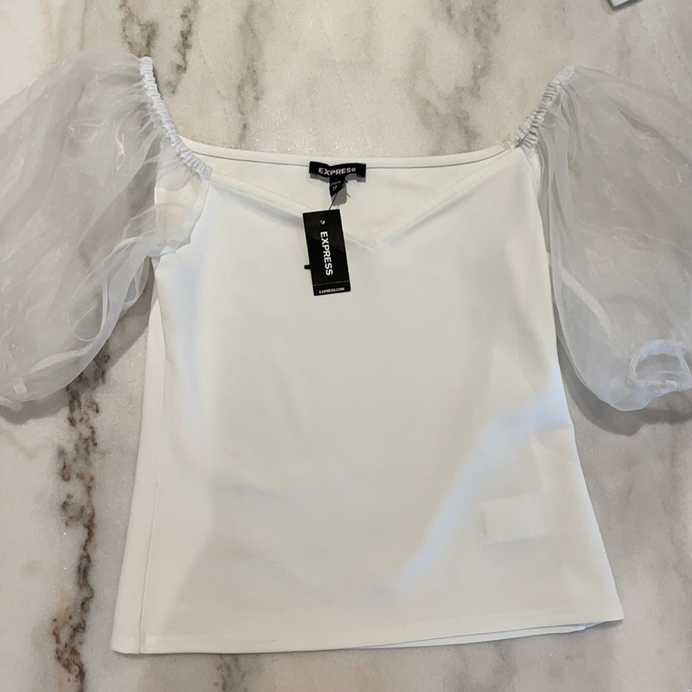 White Puff Sleeve Express Top